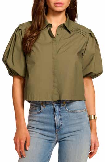 Valeria Puff Sleeve Cotton Button-Up Shirt