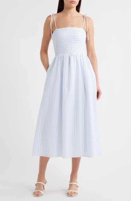 Julia Jordan Tie Shoulder Smocked Midi Dress