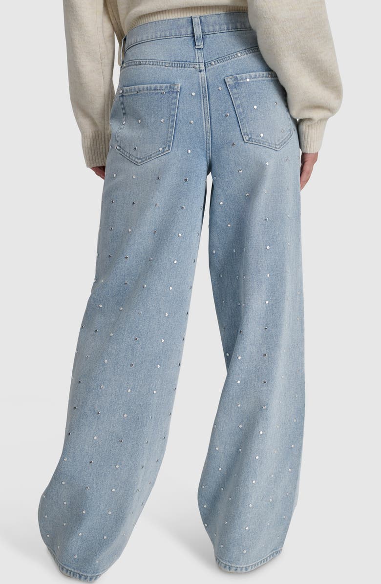 DKNY Jeans Studded High Waist Wide Leg Jeans, Alternate, color, 