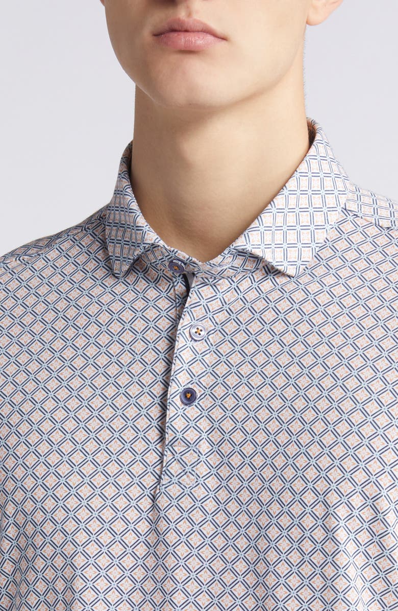 Stone Rose Tile Flower Performance Jersey Polo, Alternate, color, 