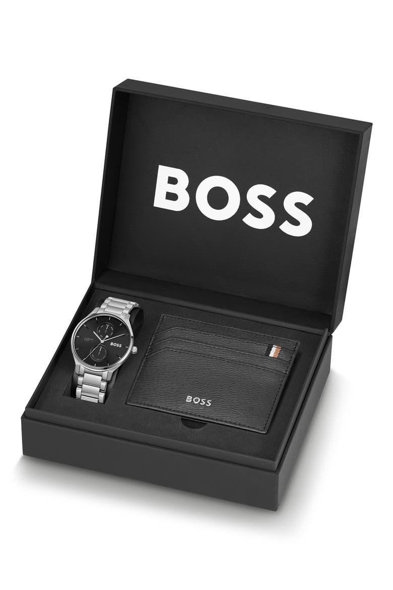 Tyler Bracelet Watch, 43mm & Wallet Set, Alternate, color, BLACK