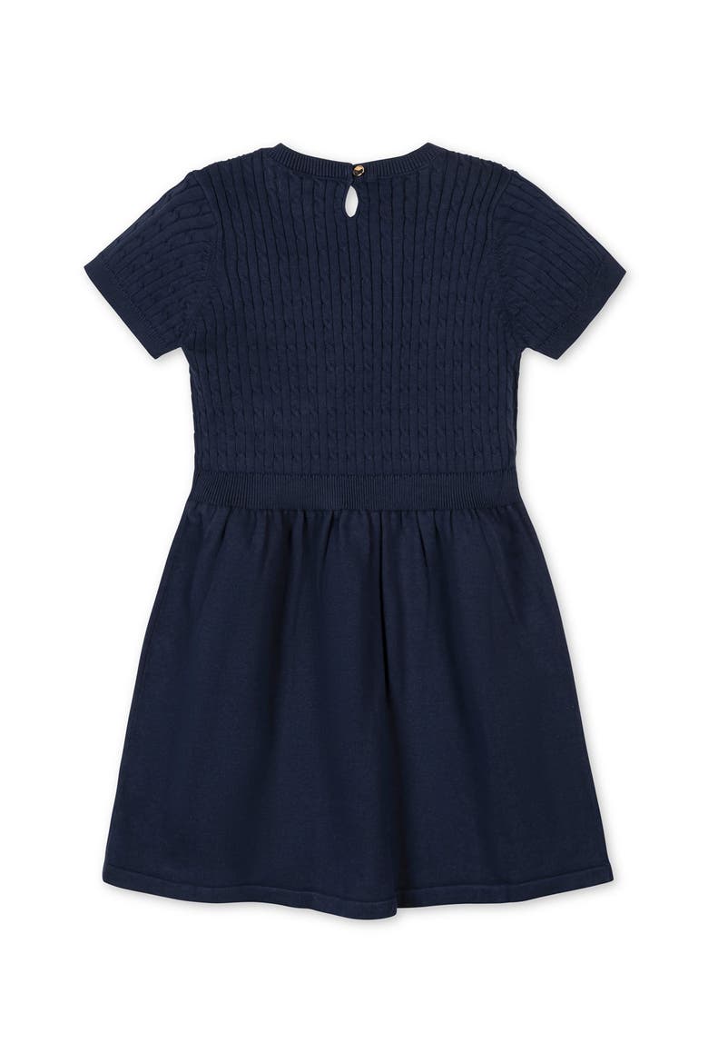 Kids' Organic Short Sleeve Cable Sweater Dress, Alternate, color, Navy Cable