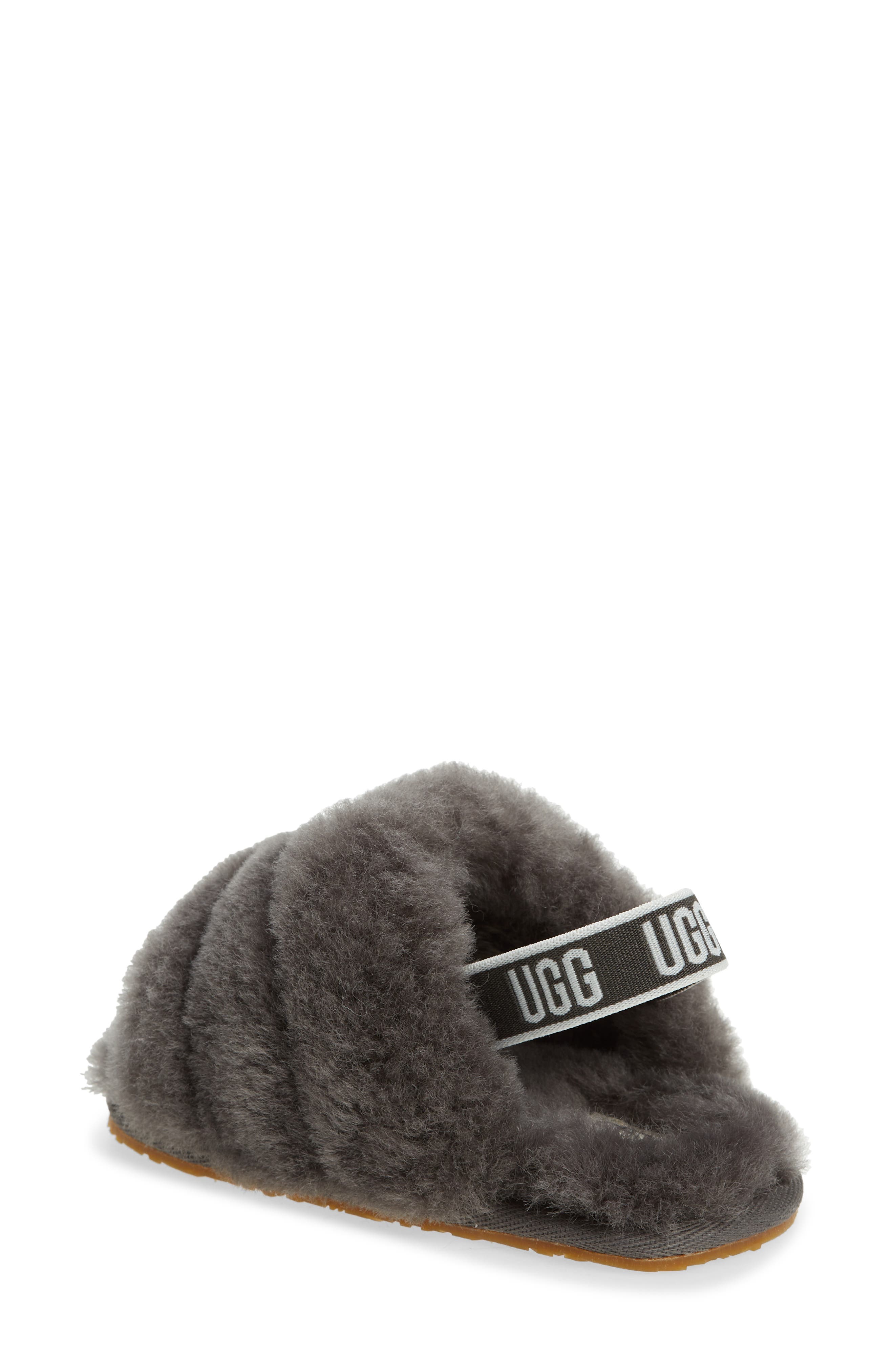 Fluff Yeah Genuine Shearling Slide Sandal, Alternate, color, CHARCOAL