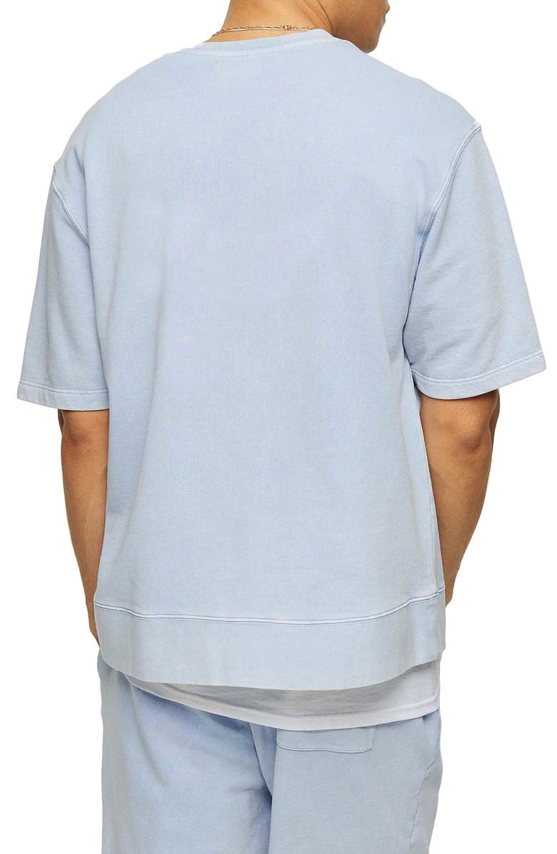 Topman Short Sleeve French Terry Sweatshirt, Alternate, color,