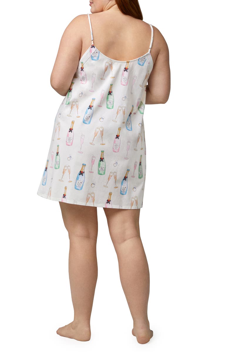 BedHead Pajamas Just Married Print Organic Cotton Jersey Chemise, Alternate, color, Champagne Wedding