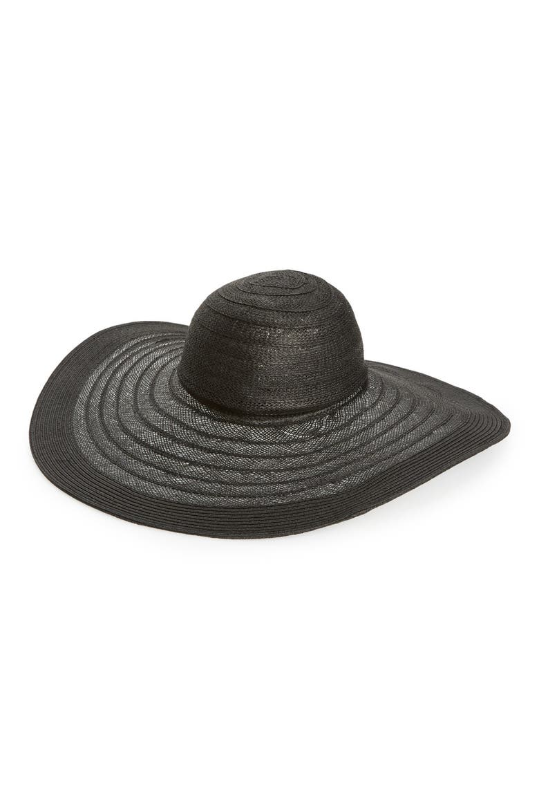 Floppy Straw Hat, Main, color, BLACK COMBO