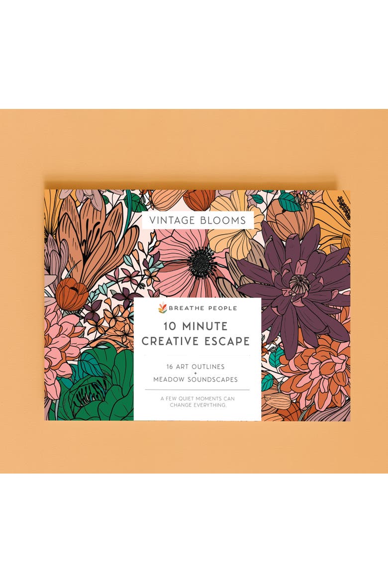 10 Minute Creative Escape Art Book , Vintage Bloom, Alternate, color, Floral Pink