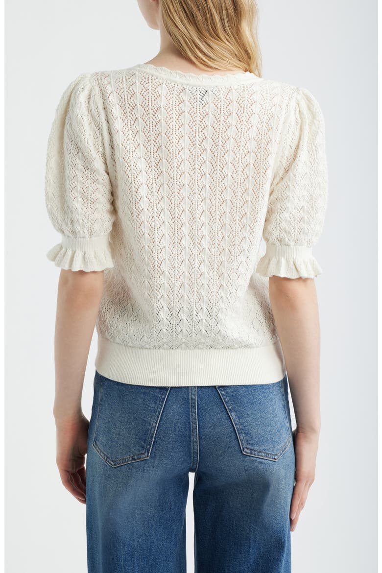 Haisley Pointelle Stitch Organic Cotton & Silk Blend Sweater, Alternate, color, IVORY