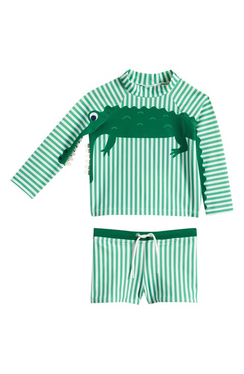 Stripe Long Sleeve Two-Piece Rashguard Swimsuit (Baby)