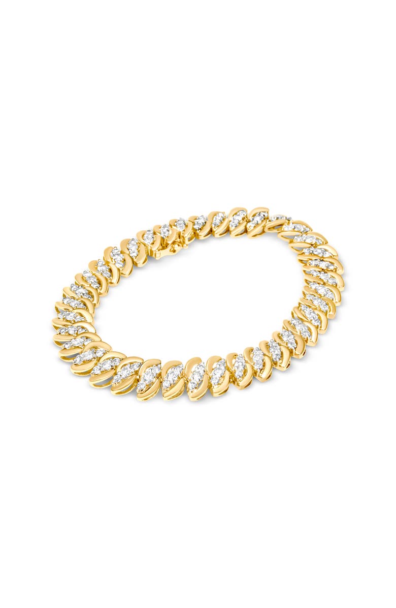 Haus of Brilliance 10K Yellow Gold 5.0 Cttw Diamond Double Row S-Link Cuban Bracelet, Alternate, color, Yellow