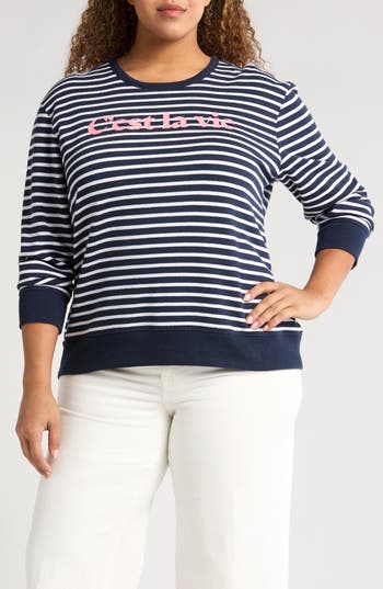 Caslon ® C'est La Vie Stripe Sweatshirt