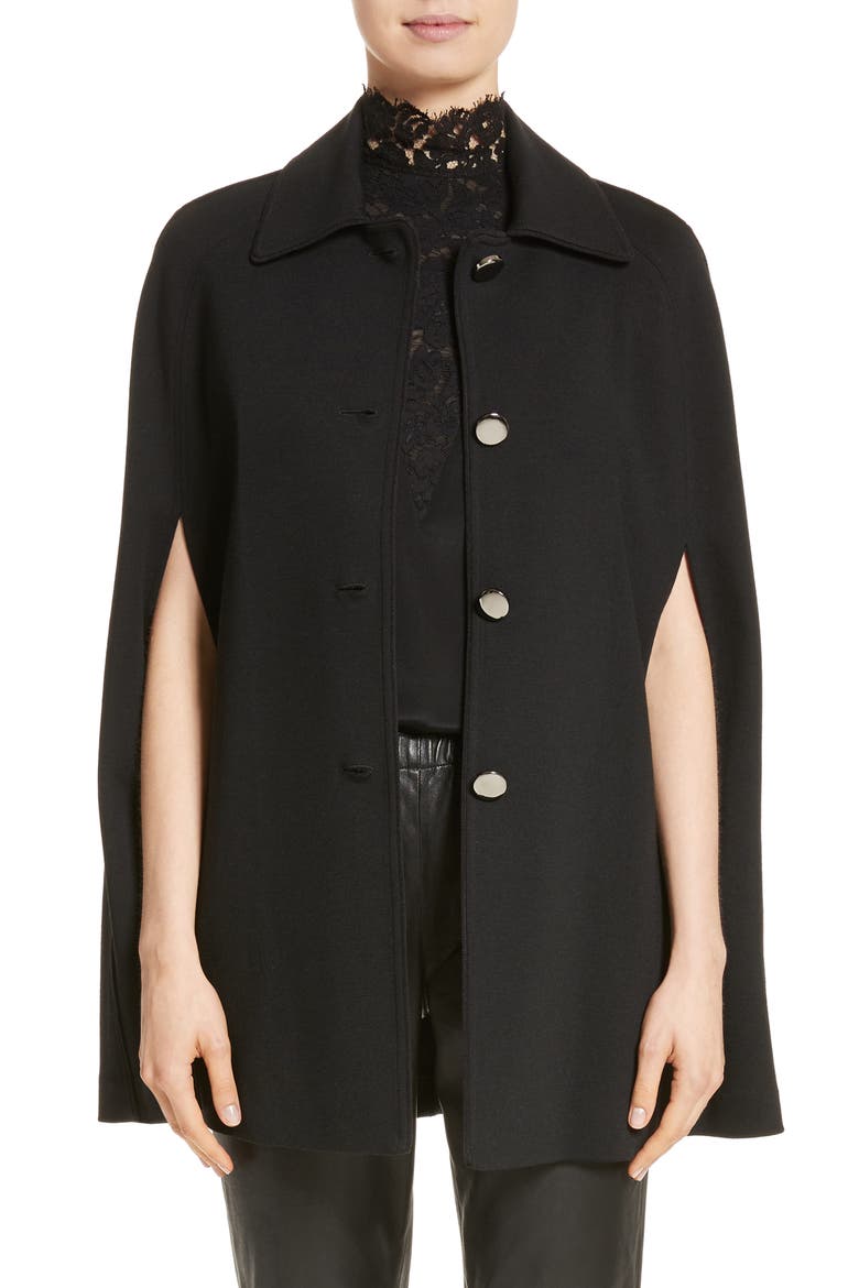 Milano Knit Collared Cape, Main, color, CAVIAR