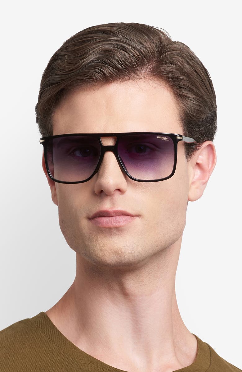 Carrera Eyewear 59mm Navigator Sunglasses, Alternate, color, Black Red/ Dk Blue Sf