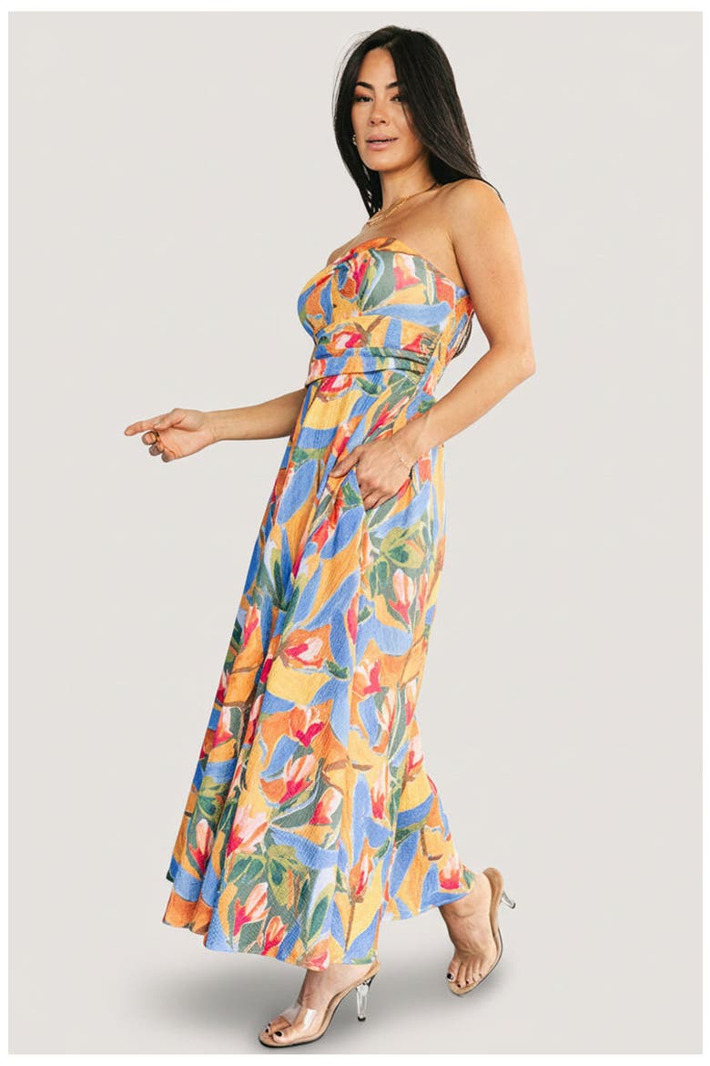Solana Strapless Midi Dress, Alternate, color, Blue Multi