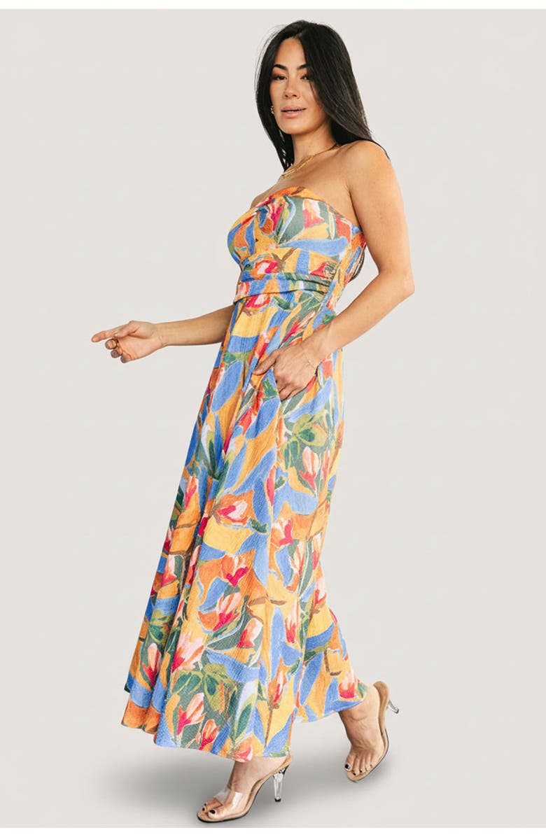 Baltic Børn Solana Strapless Midi Dress, Alternate, color, Blue Multi