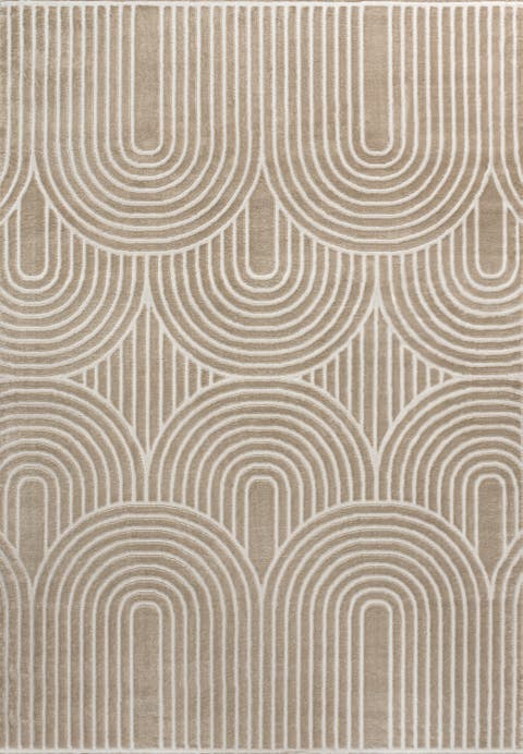 Ariana MidCentury Art Deco Striped Arches Two-Tone High-Low Area Rug