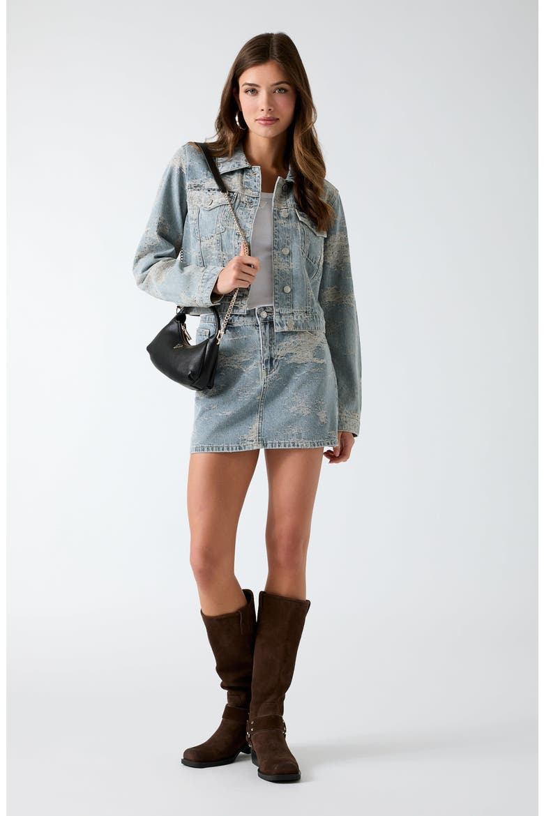 Faith Distressed Miniskirt, Alternate, color, LIGHT WASH