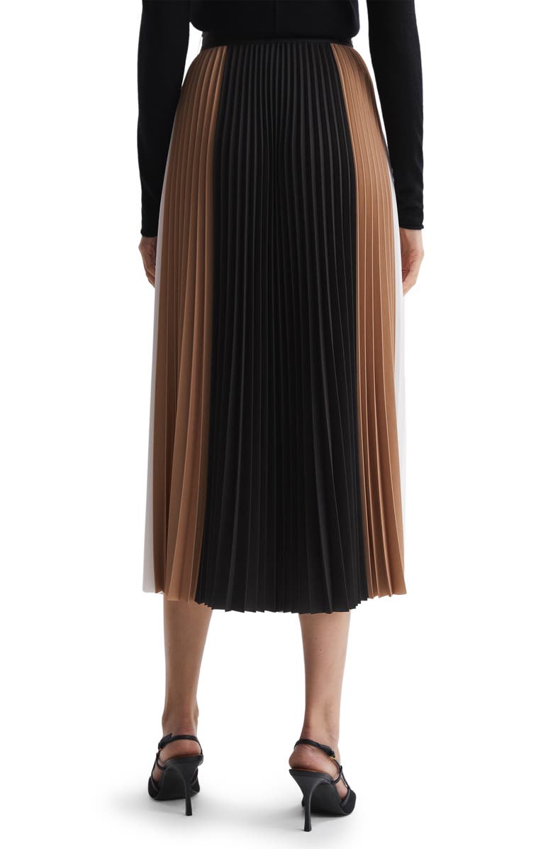Reiss Ava Colorblock Belted Pleated Midi Skirt, Alternate, color, 
