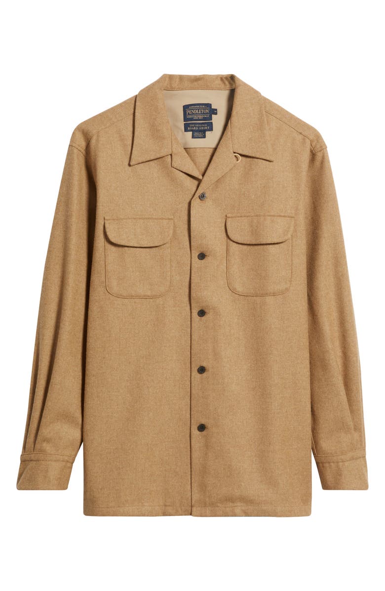 Pendleton Board Wool Flannel Button-Up Shirt, Alternate, color, Tan Mix