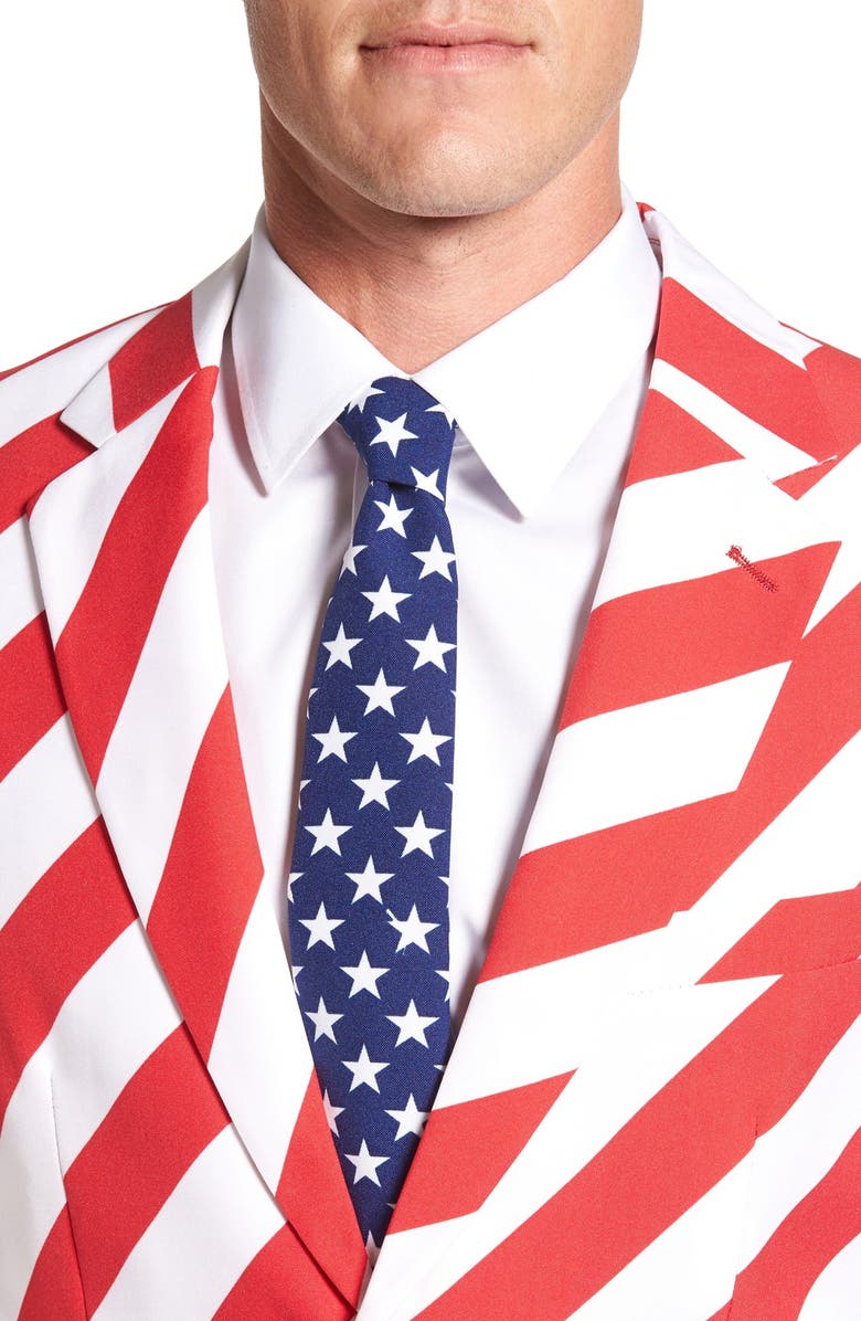 OppoSuits 'Summer United Stripes' Trim Fit Short Suit with Tie, Alternate, color, 