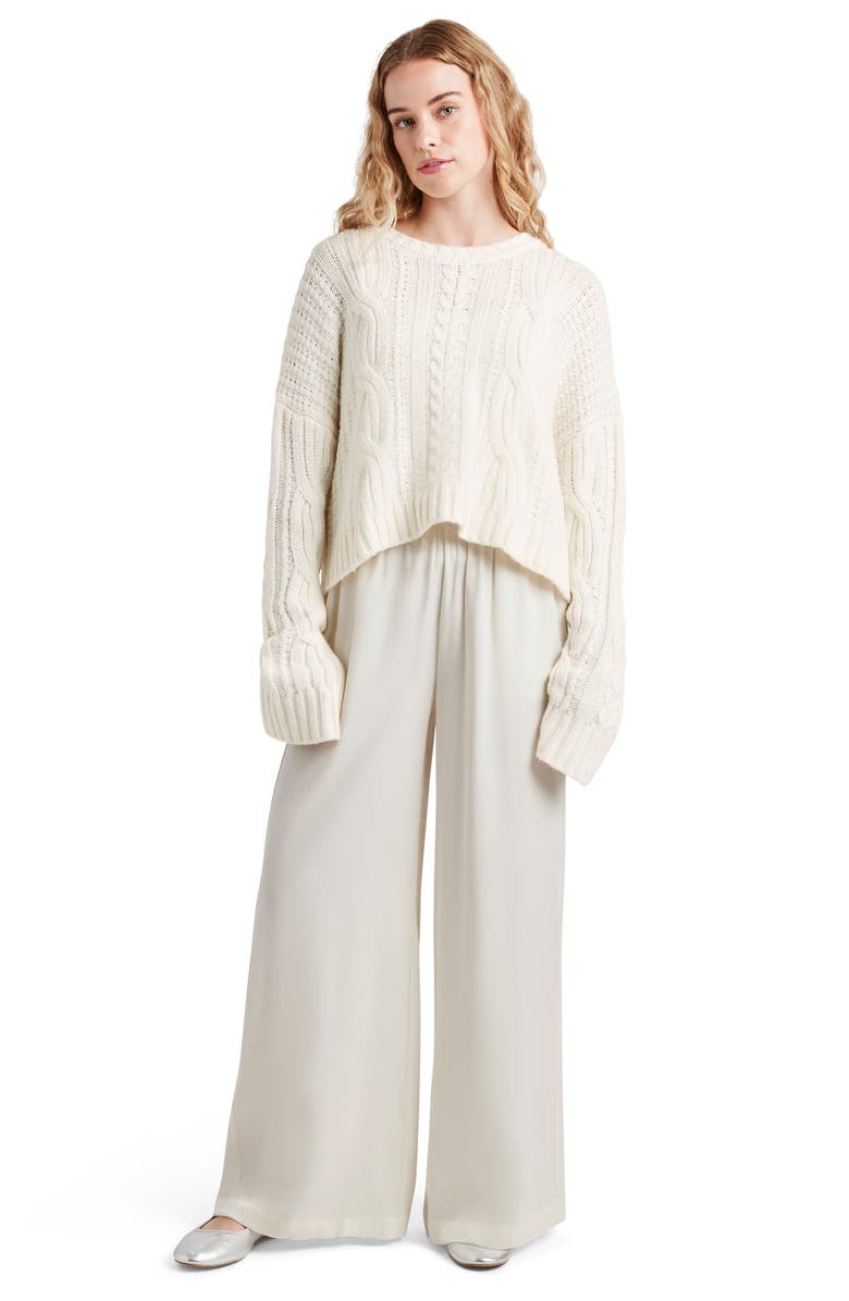 Splendid Cecilia Mixed Stitch Crewneck Sweater, Alternate, color, Snow