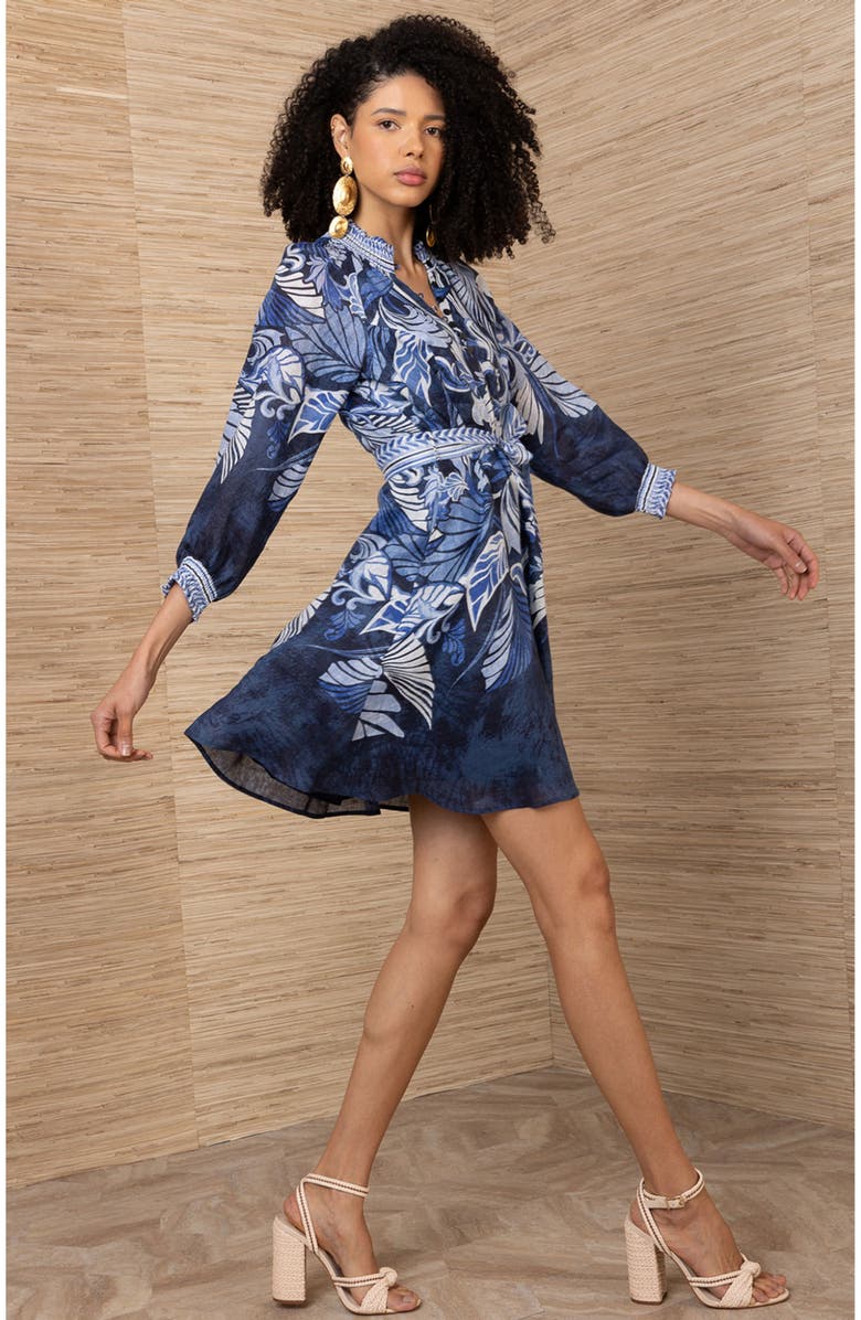 Hale Bob Belize Linen Dress, Alternate, color, Navy