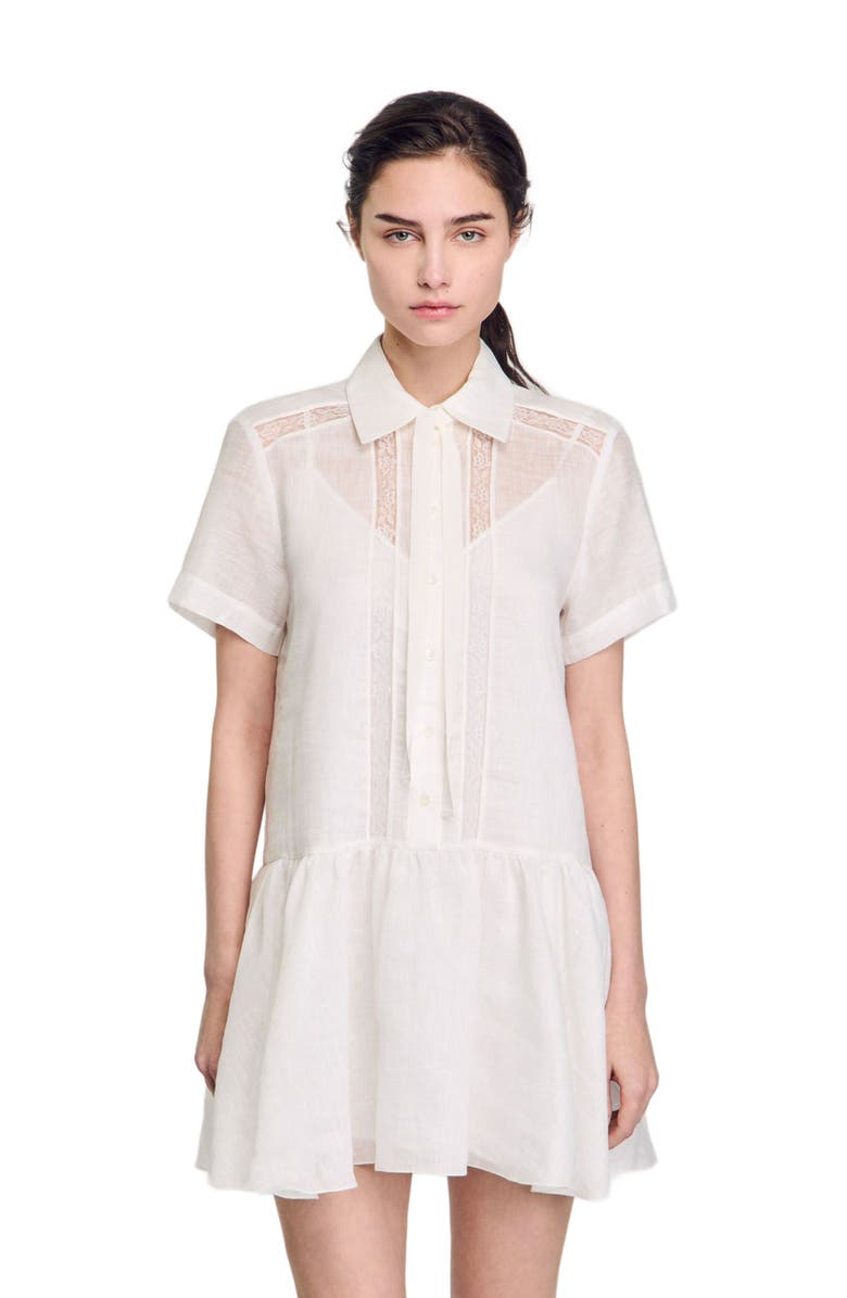 SANDRO Mini dress with lace details, Alternate, color, 