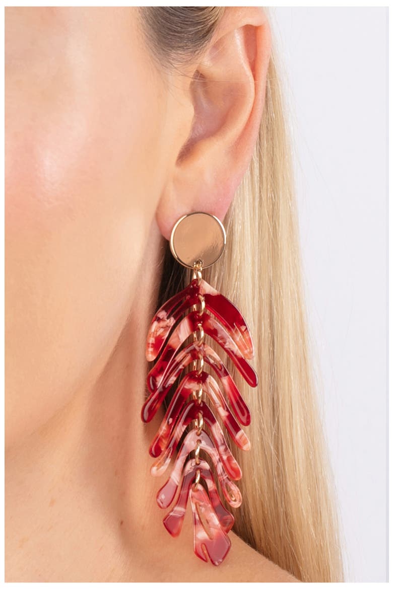 Lindsay Red Leaf Drop Earrings, Alternate, color, RED
