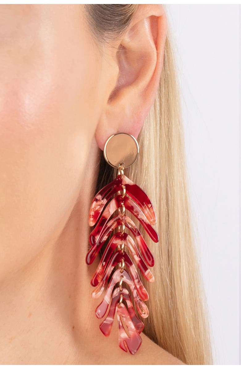 EYE CANDY LOS ANGELES Lindsay Red Leaf Drop Earrings, Alternate, color, Red