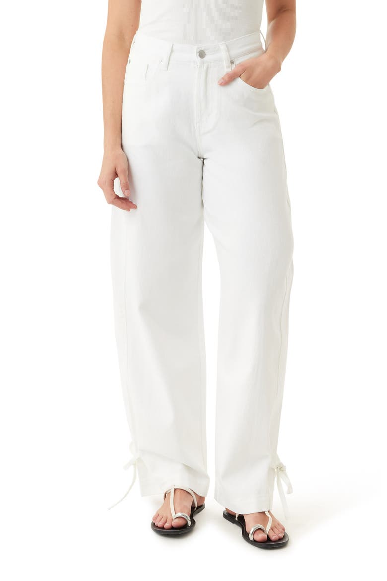 Drapey Relaxed High Waist Barrel Leg Jeans, Main, color, WHITE