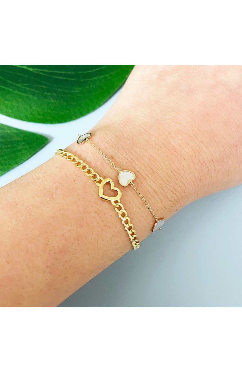 The Lovery Fine Jewelry Curb Heart Bracelet, Alternate, color, Yellow Gold