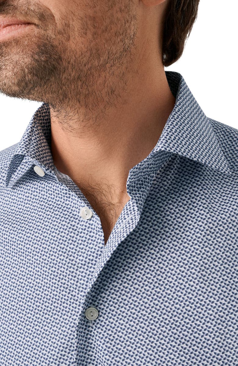 Eton Slim Fit Geometric Print Cotton Dress Shirt, Alternate, color, Light Blue