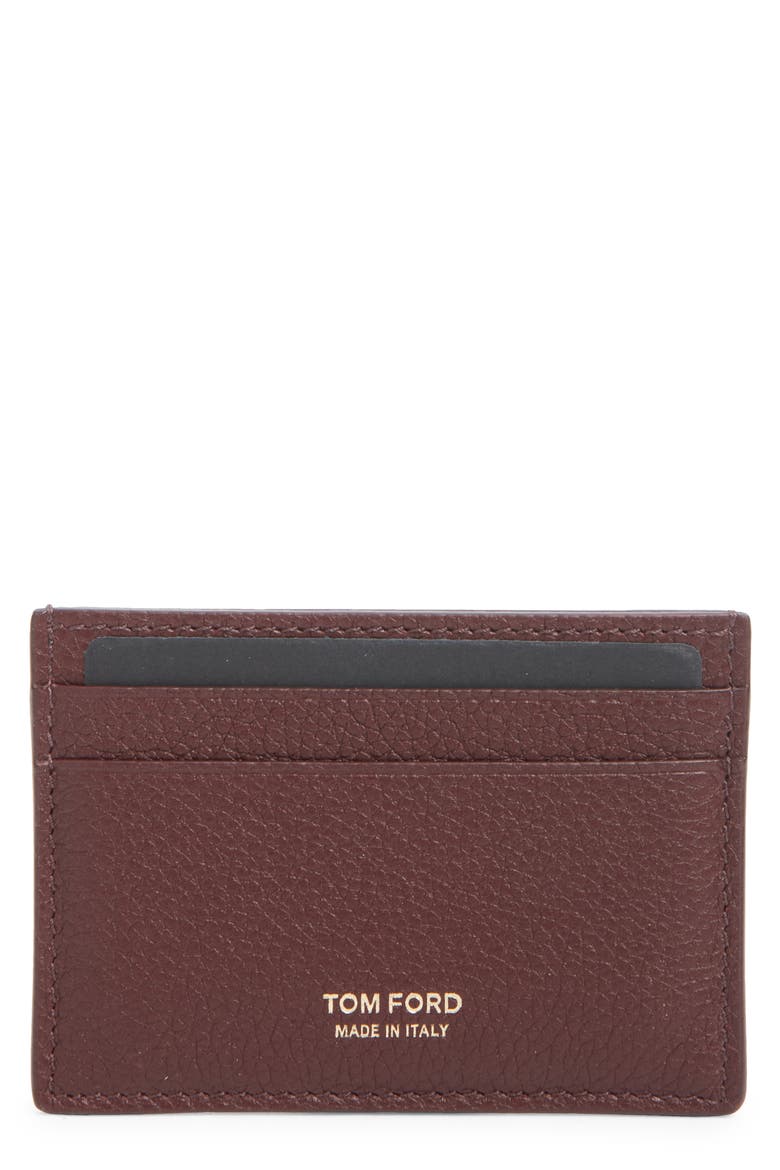 Grained Leather Card Case, Main, color, LOST CHERRY
