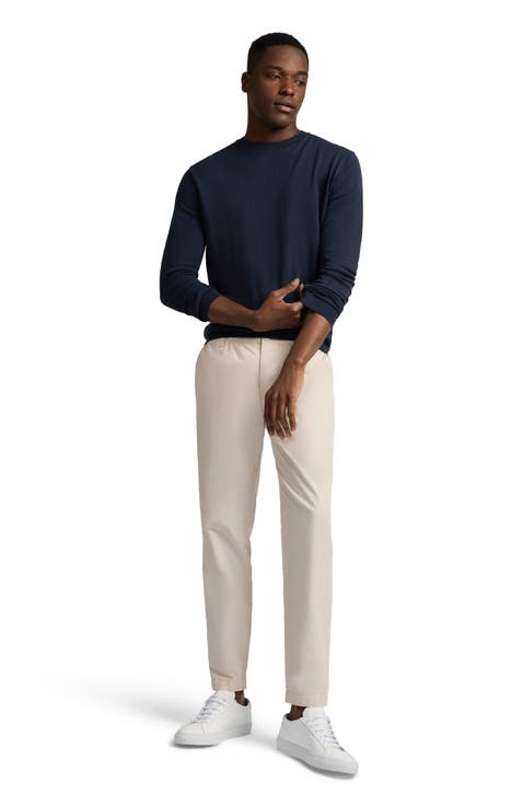 Fine Cotton Knit Long Sleeve Crewneck Sweater