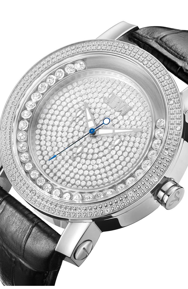 JBW Men's Hendrix Diamond Croc Embossed Leather Strap Watch, 50mm - 0.20 ctw, Alternate, color,