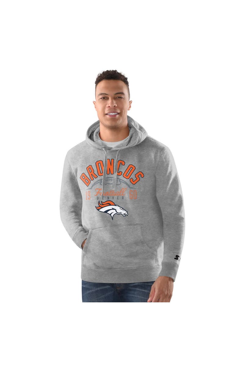 STARTER Men's Starter  Heather Gray Denver Broncos Pullover Hoodie, Main, color, Heather Gray