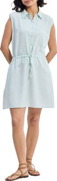 Reistor Drawstring Shirt Dress in Stripes