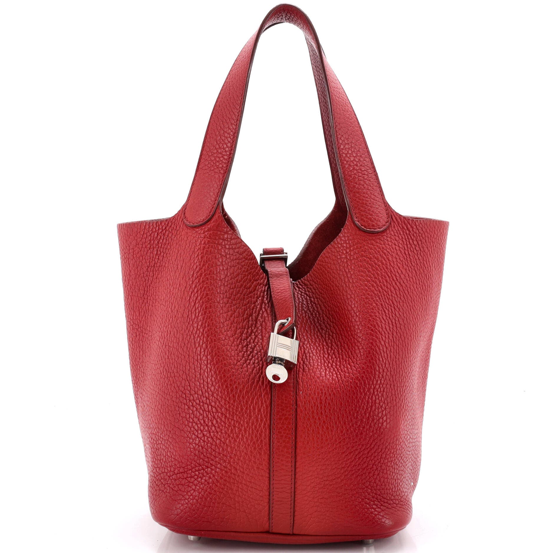 Pre-Owned Hermes Picotin Lock Bag Clemence MM, Main, color, Rouge Garance
