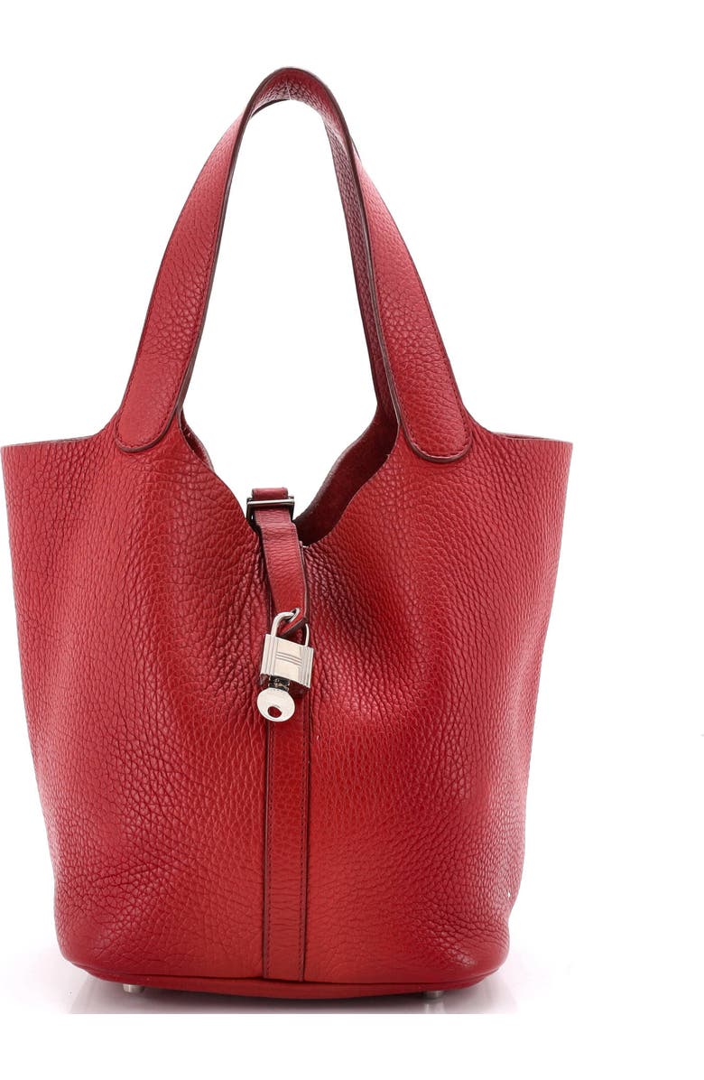 Pre-Owned Hermes Picotin Lock Bag Clemence MM, Main, color, Rouge Garance