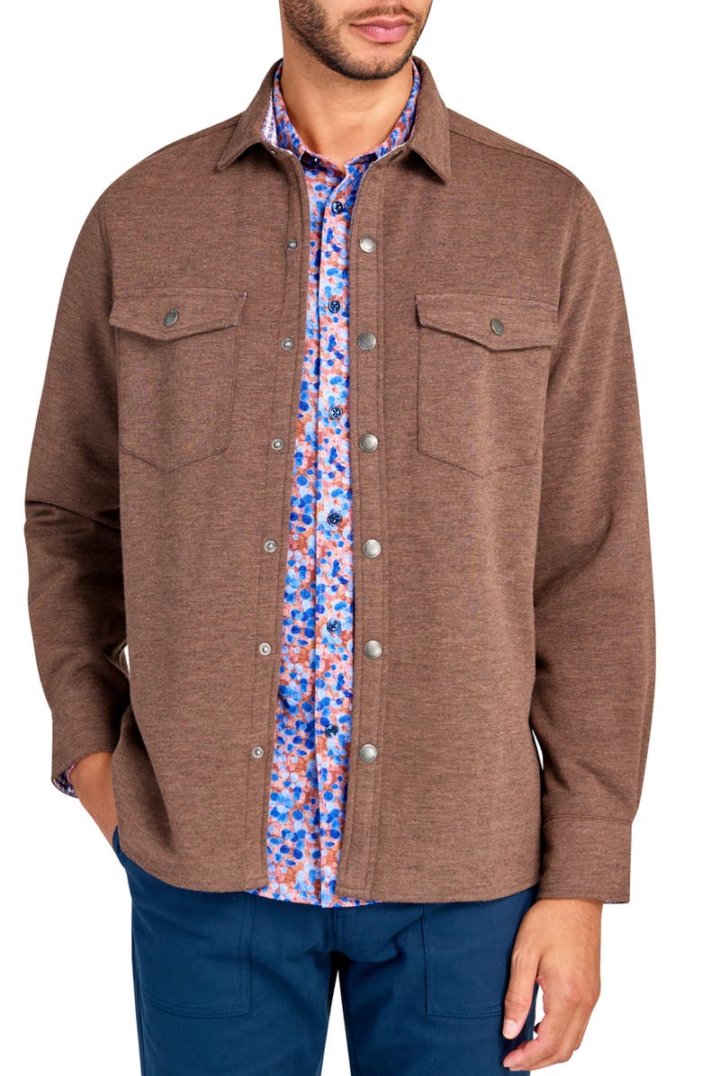 Brooklyn Brigade Slim Fit Denim Printed Shirt Jacket, Alternate, color, Brown