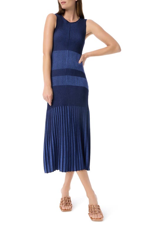 Do By Dee Ocleppo Harmony Colorblock Pleated Midi Sweater Dress In Baja Blue Combo