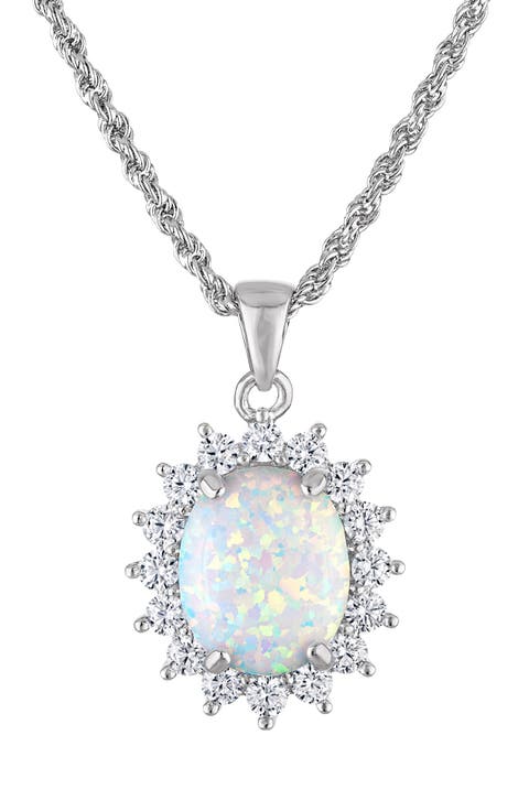 Oval Cut Lab Grown Opal Heart Pendant Necklace