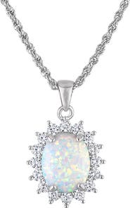 FZN Oval Cut Lab Grown Opal Heart Pendant Necklace