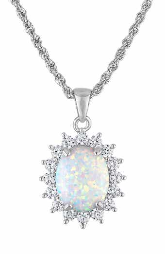 Oval Cut Lab Grown Opal Heart Pendant Necklace