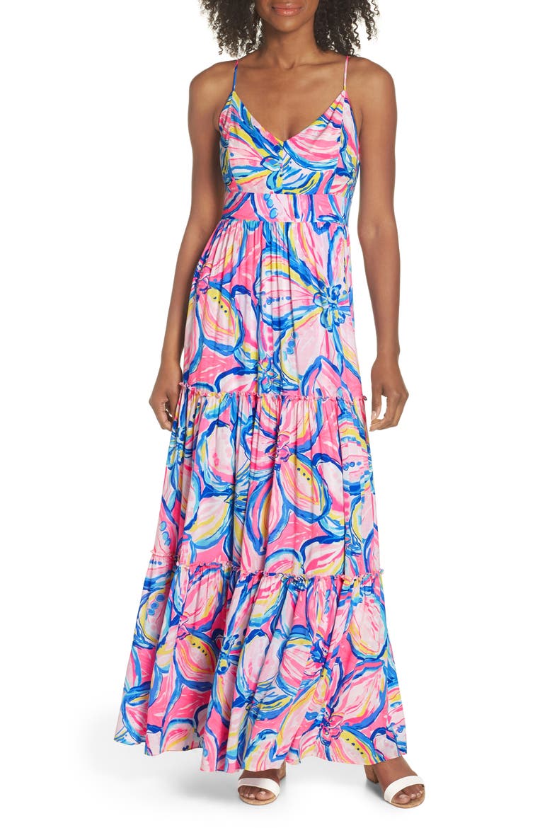 Melody Maxi Dress, Main, color, PINK SUNSET THE SUNNY SIDE