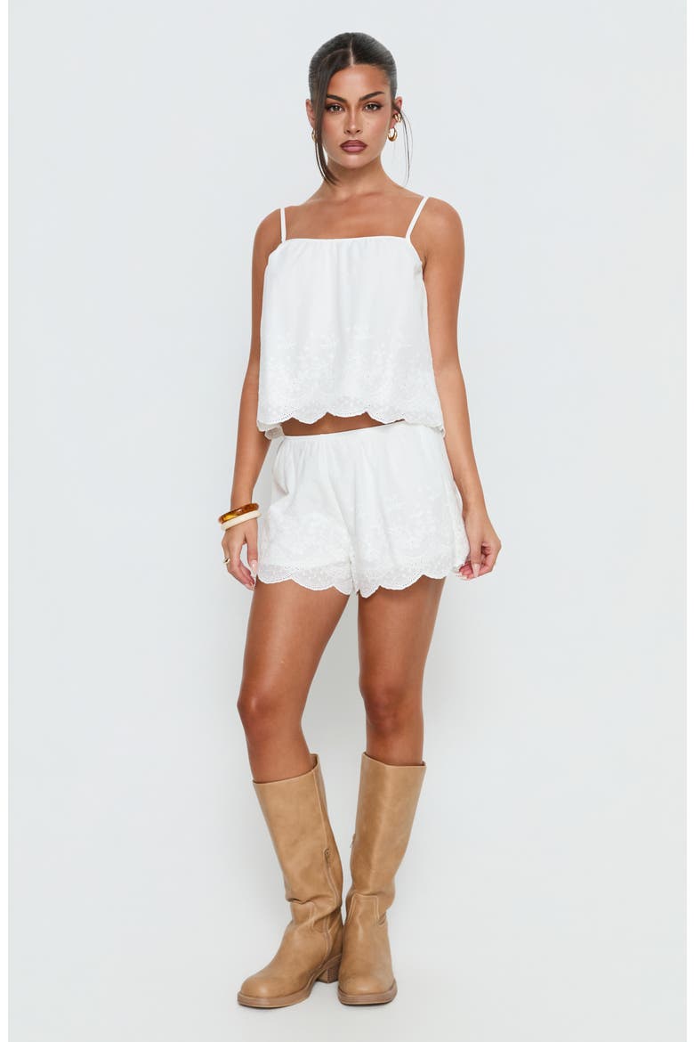 Madison Avenue Embroidered Cotton Shorts, Alternate, color, WHITE