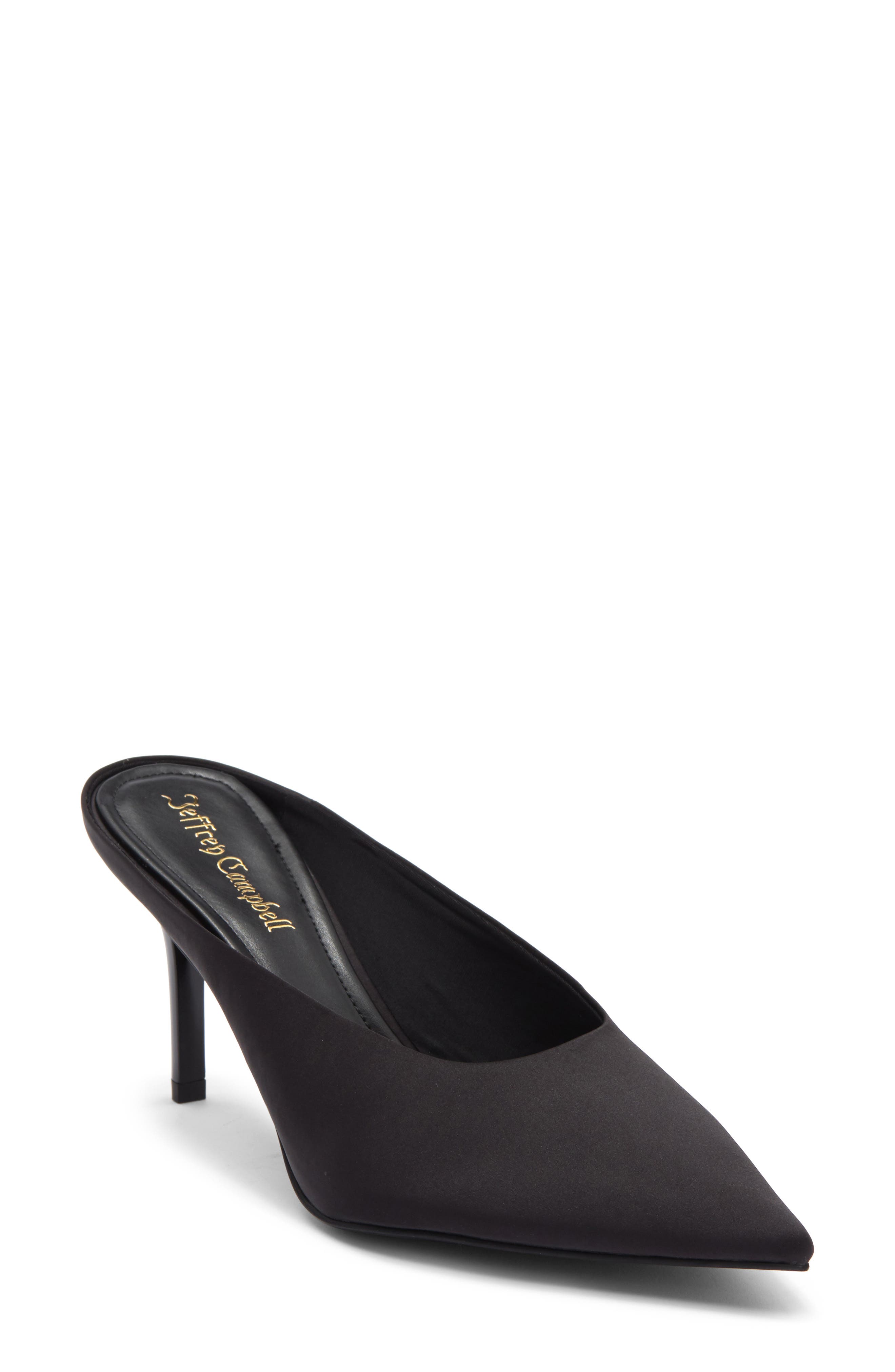 Jeffrey Campbell Ecoute Pointed Toe Mule, Main, color, Black Satin