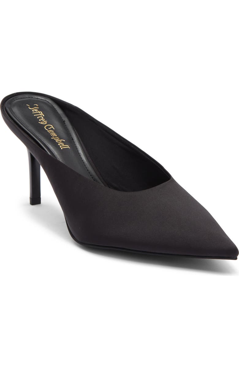 Jeffrey Campbell Ecoute Pointed Toe Mule, Main, color, Black Satin