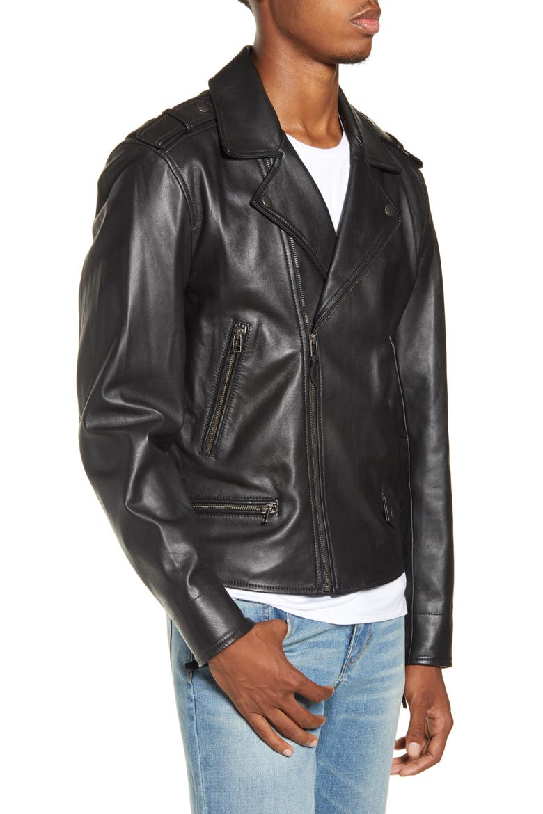 x Alex Costa Leather Moto Jacket, Alternate, color, BLACK ROCK