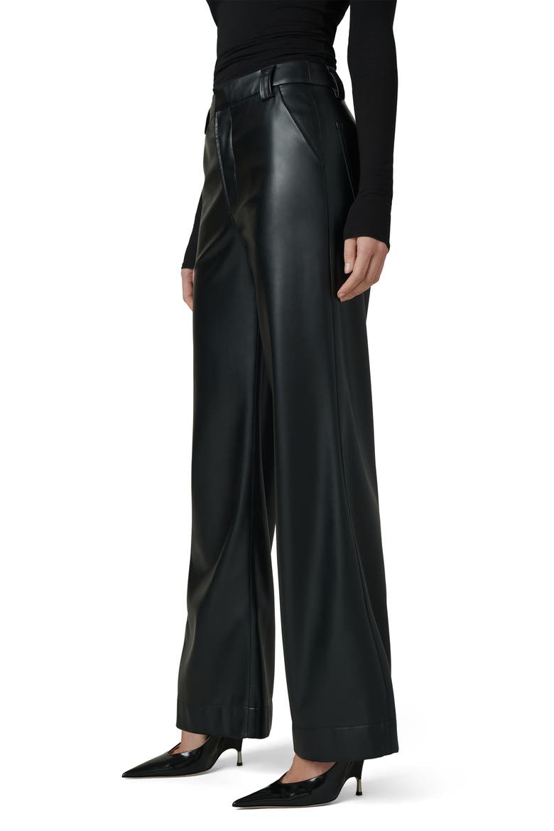 The Mia High Waist Faux Leather Wide Leg Jeans, Alternate, color, BLACK